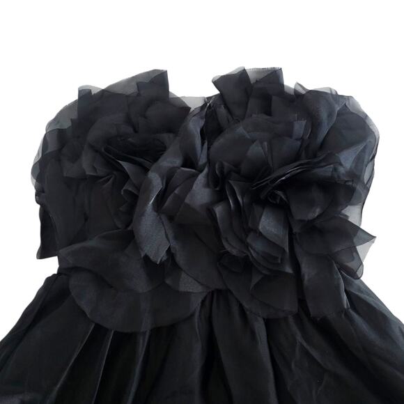 Bardot Black Fleurette Flower Appliques Strapless Mini Dress Fit & Flare Size 8 - Picture 7 of 11